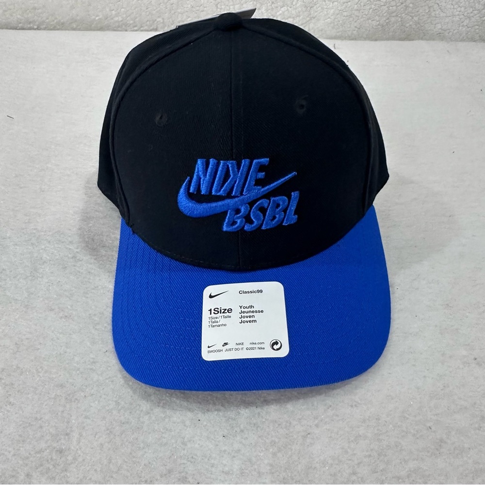 Youth Nike Black and Blue Baseball Hat